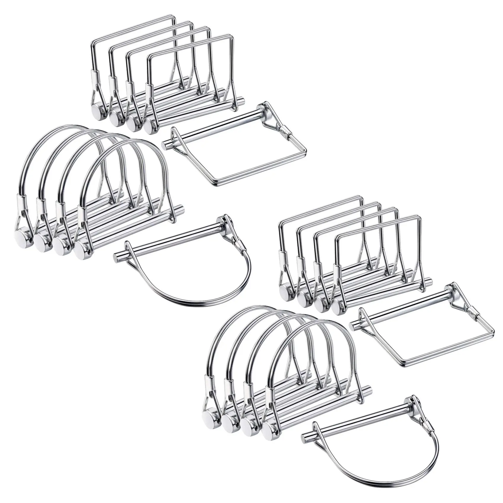 VEHO-20 Pieces Shaft Locking Pin Safety Coupler Pin 1/4 Inch Diameter In 2 Shapes Of Square And Arch (Silver)