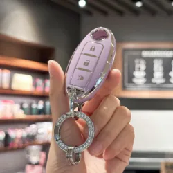 Key Fob Cover with Bling Lanyard Keyring for Nissan 370Z Armada Kicks Murano Pathfinder Rogue Titan Versa Note Infiniti