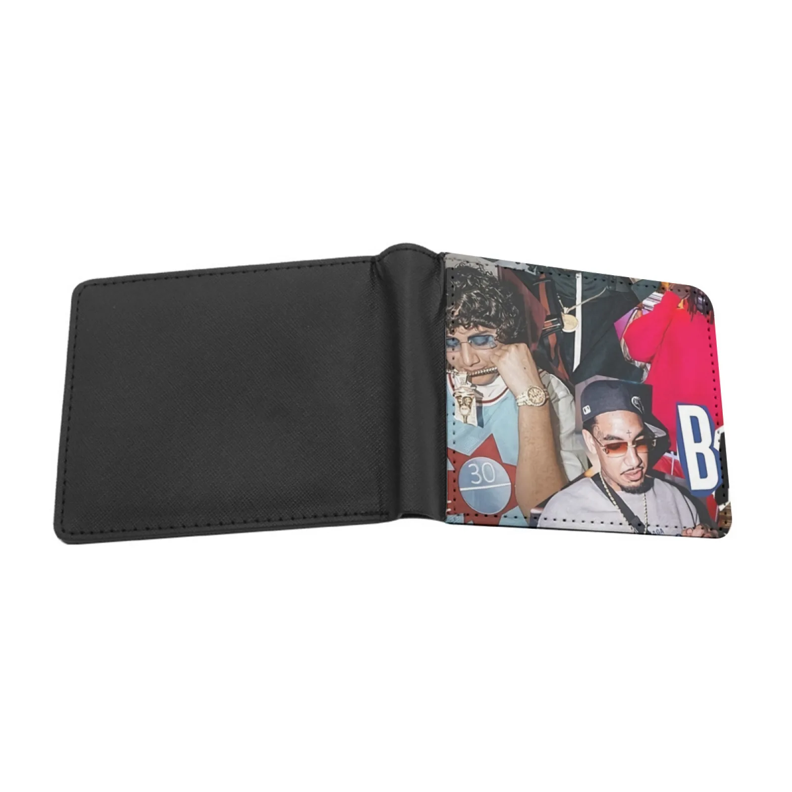 Collage Poster Shoreline Personalized Men's Leather Wallet Card Money Bag Pu Leather Wallet Music Hip Hop Vintage Retro Ohgeesy