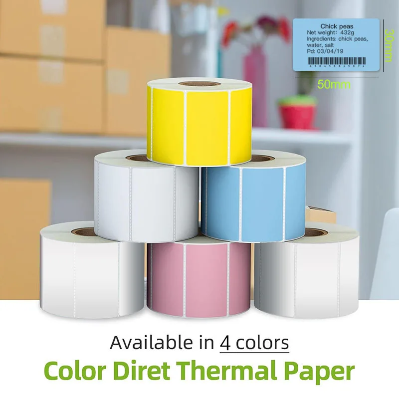 4 لفات 50*30 مللي متر اللون الحراري ملصق ورقة ذاتية اللصق M220 M110 للطباعة السائبة التسمية سعر الباركود العلامة Craft بها بنفسك الحرفية مكتب المنزل