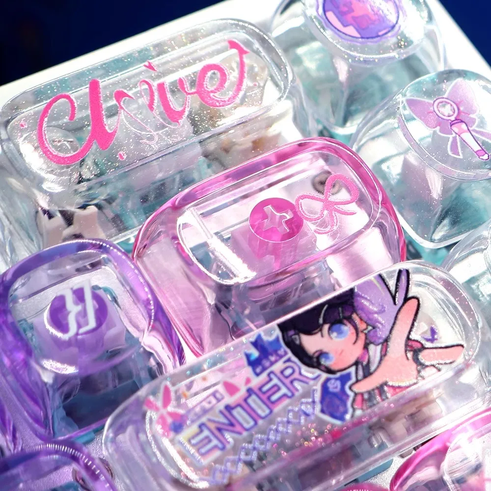 135 teclas/conjunto VALORANT Clove 2.0 Keycaps Flash Rosa PC Transparente Key Caps MOA Perfil Backlit Keycap Para 60/68/87/Made68