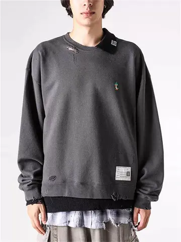 Japanese Style 100% Cotton Printed Long Sleeve Fake Three-piece Loose Fit Sweatshirt Men High Street O-neck Pullover Hoodie 2026