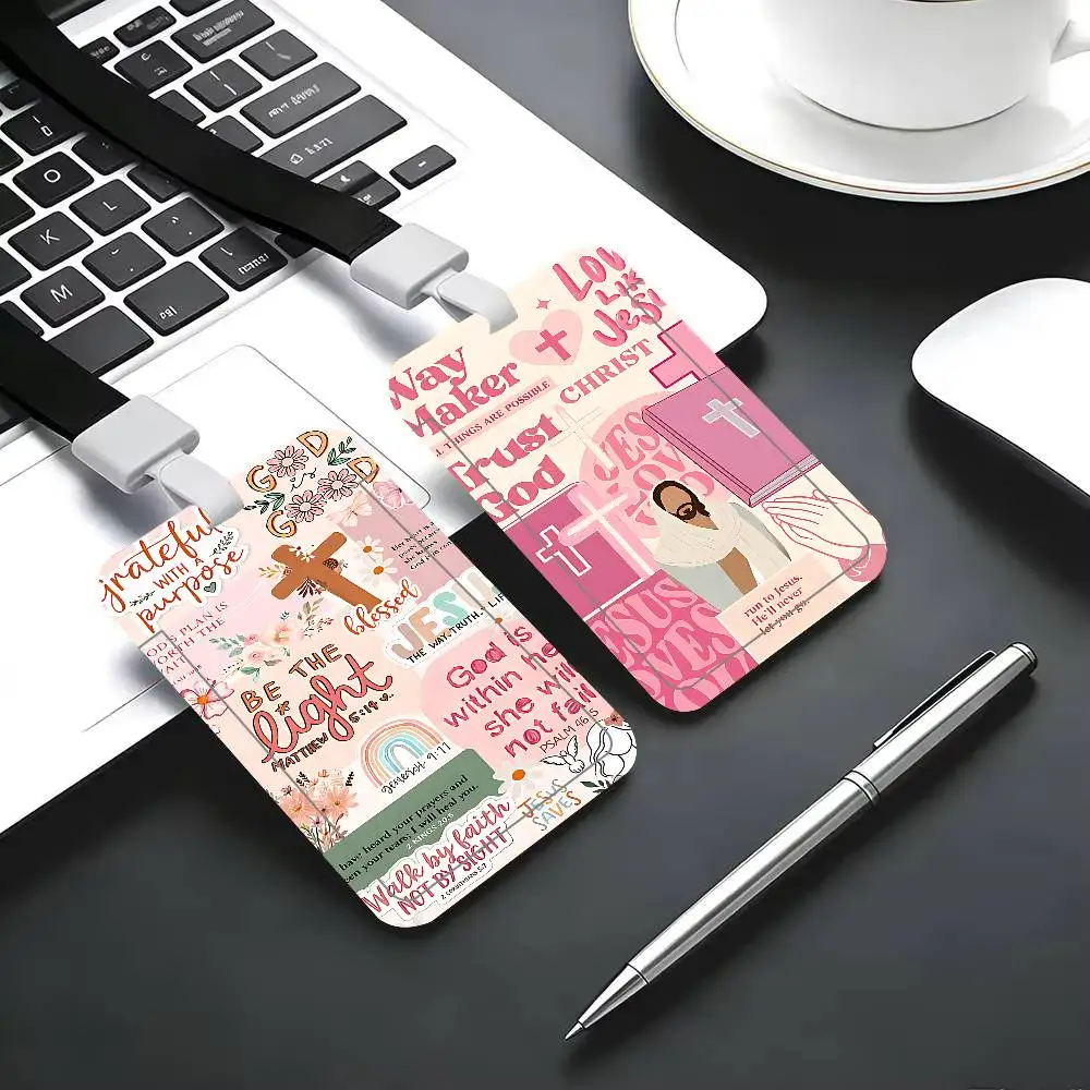 Jesus Love ID Card Holder Cute Badge Holder PVC Card Cover With Clear Window For Student Office Bus Card