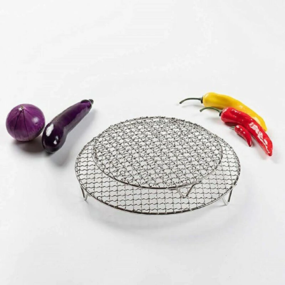 Round Cooling Baking Rack 304 Stainless Steel Wire Oven Grill Sheet Outdoor Camping BBQ Supplies 165/180/200/240/295mm