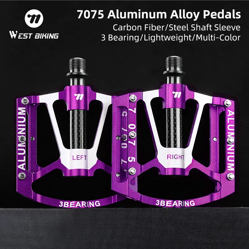 

WEST BIKING MTB Road Bike Pedals 3 Bearing Sealed CNC Alloy Anti-slip Bicycle Pedals Widened Flat Pedals Bicycle Accessories