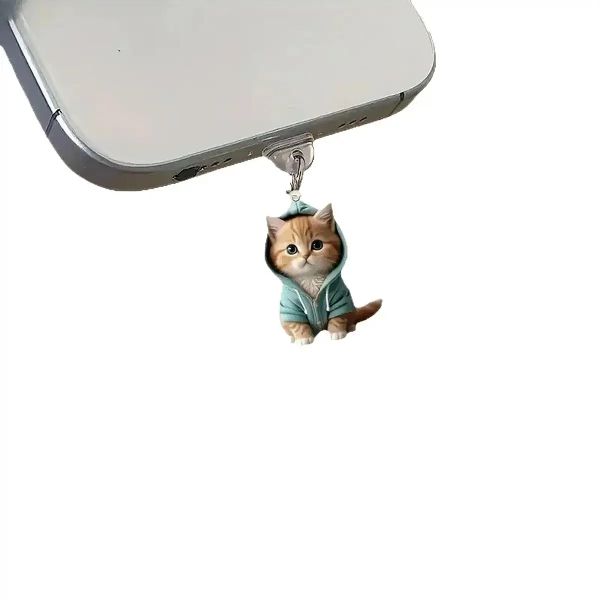 Cute Cartoon Cat Mobile Phone Dust Plug Acrylic Hanging Decorative Type-C Interface Protector Stopper For iPhone Huawei Realme view 5