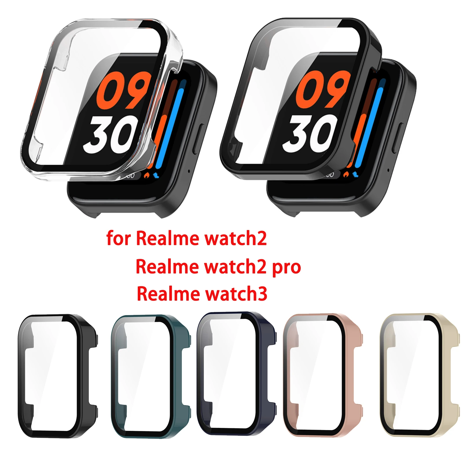 New 2in1 Screen Protector Case+Film For Realme Watch 2 3 / Watch2 Pro Full Cover Protective Shockproof Frame Cover Smart Watch