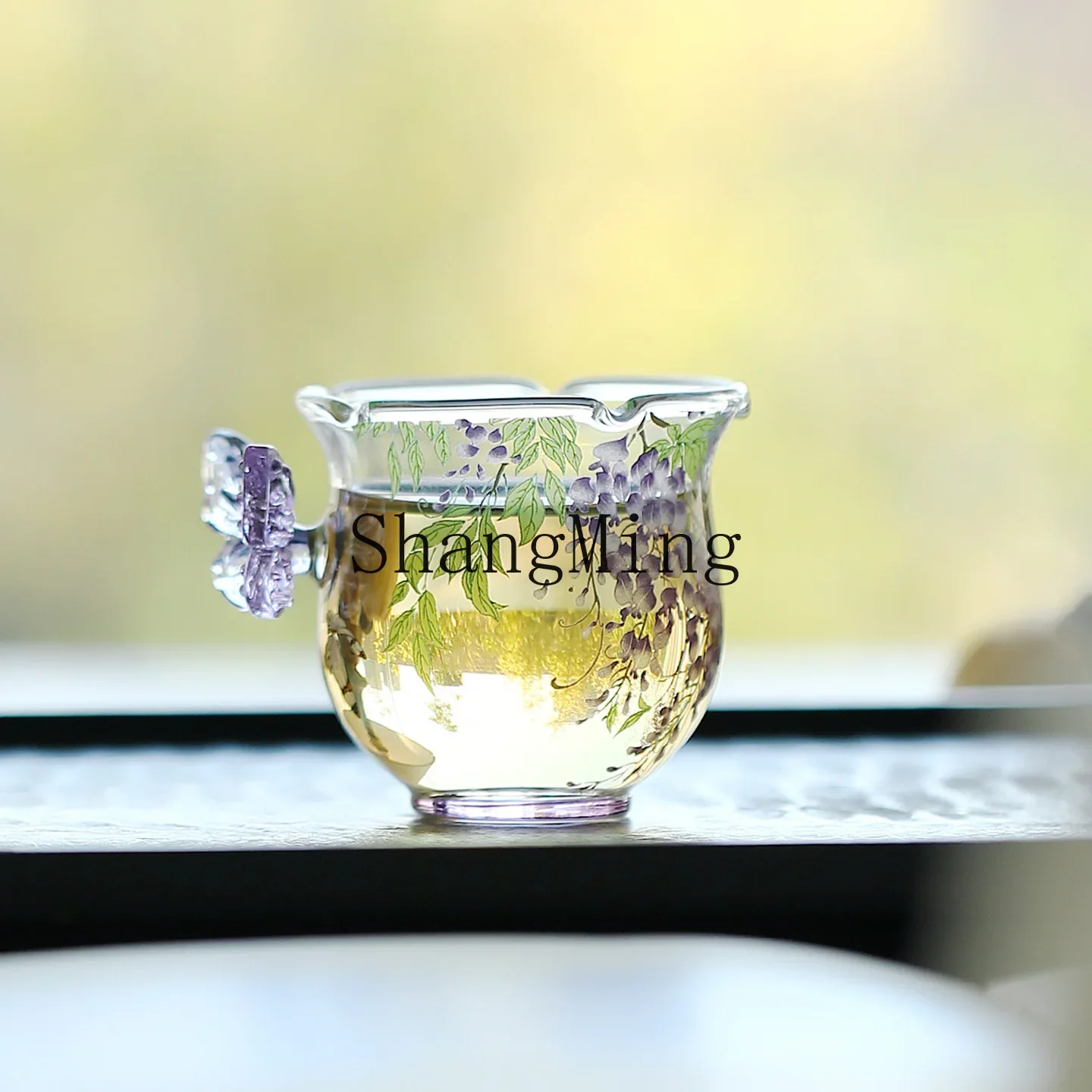 

minimalist wisteria flower glass master cup kung fu tea set high-end tea set exquisite butterfly tea cup utensils