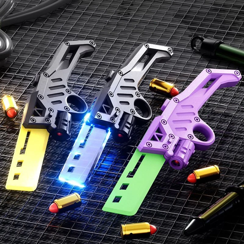 Outdoor EDC Plastic Luminous Knife Can Fire Throwing Shell Toy Gun Model Creative Gift Tool