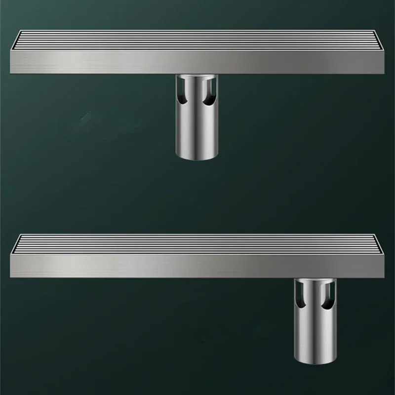 Linear Shower Drain 304 Stainless Steel Rectangle Anti Odor Floor Drain Long Drainage Floor Drain Trap Brushed 20-50cm