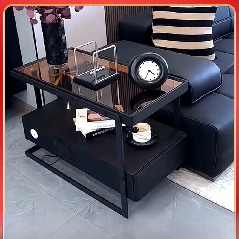 sofa side cabinet, side living room glass side cabinet, multi-functional household small apartment complete storage cabinet