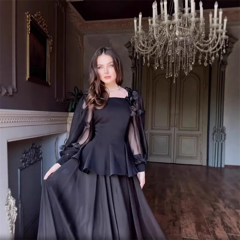 Arabia Women Suit Skirt Set 2 Pcs Blazer+Prom Dress 3D Flower Lace Up Wedding Party Gown Formal Office Lady Guest Birthday Robe