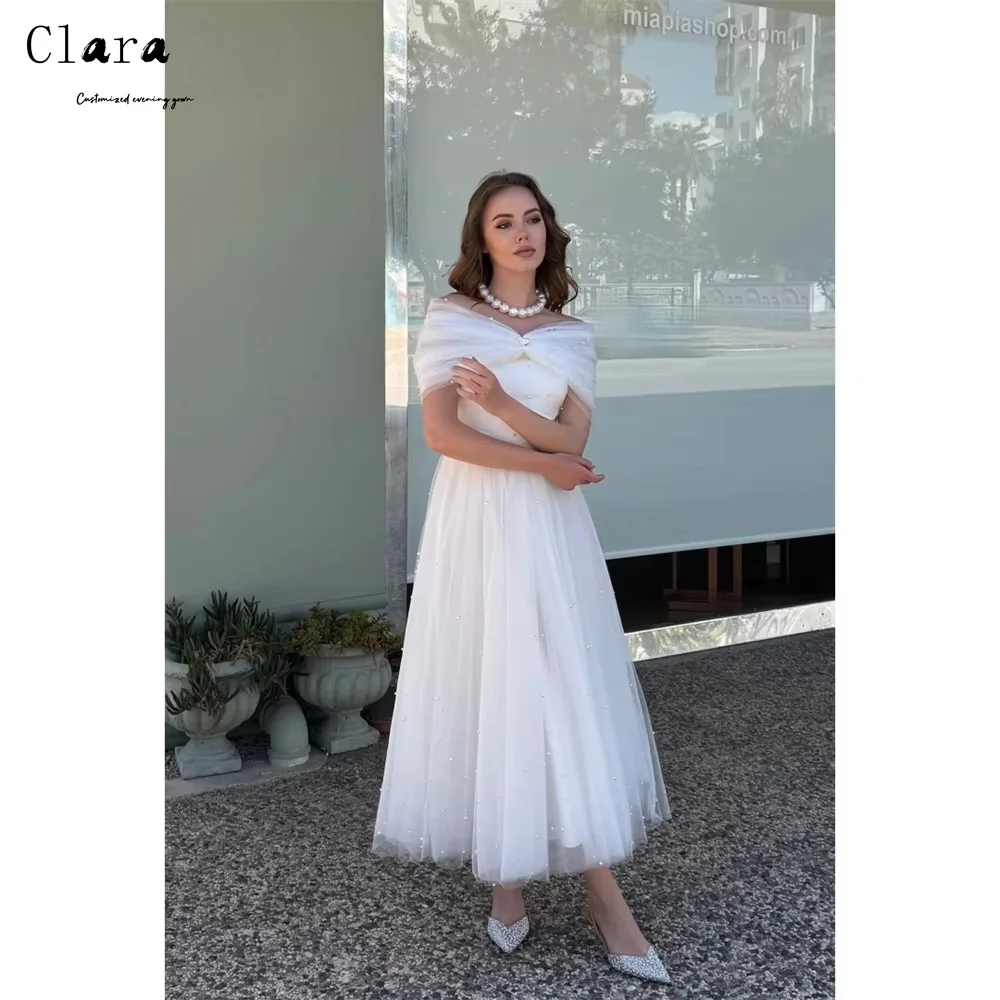 Clara personalizado encaje blanco sin mangas A-line vestidos de Gala elegantes vestidos de fiesta de noche de lujo 2025 vestido de fiesta de mujer lujoso