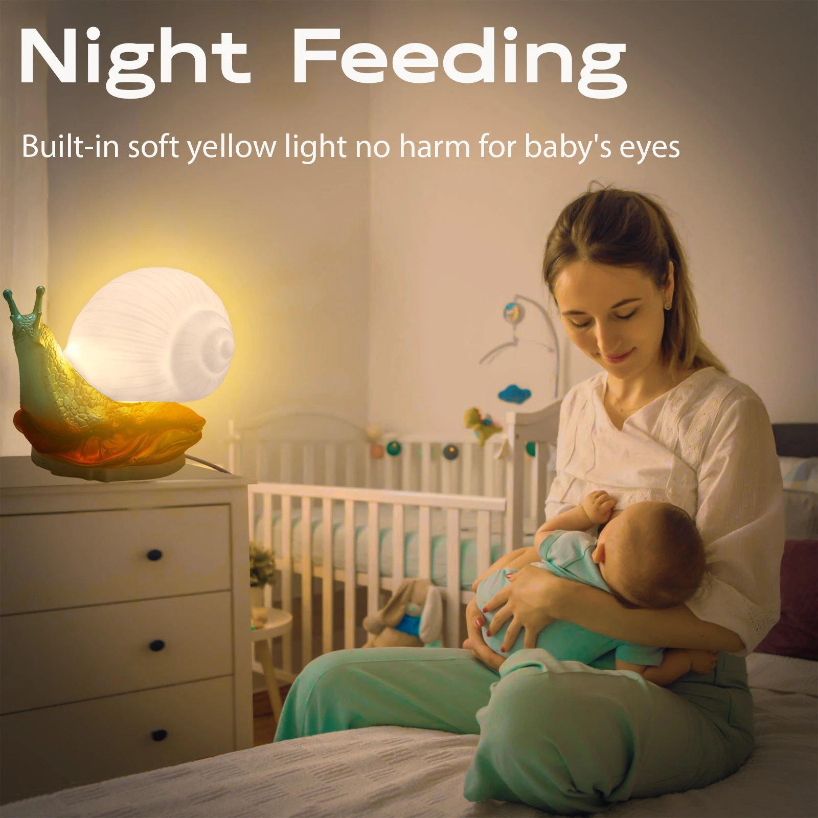 4W Kids Cute Snail Night Light DC5V/1A Adjustable Brightness Eye Protection Touch Sensor Bedroom Bedside Lamp For Baby Kids Teen