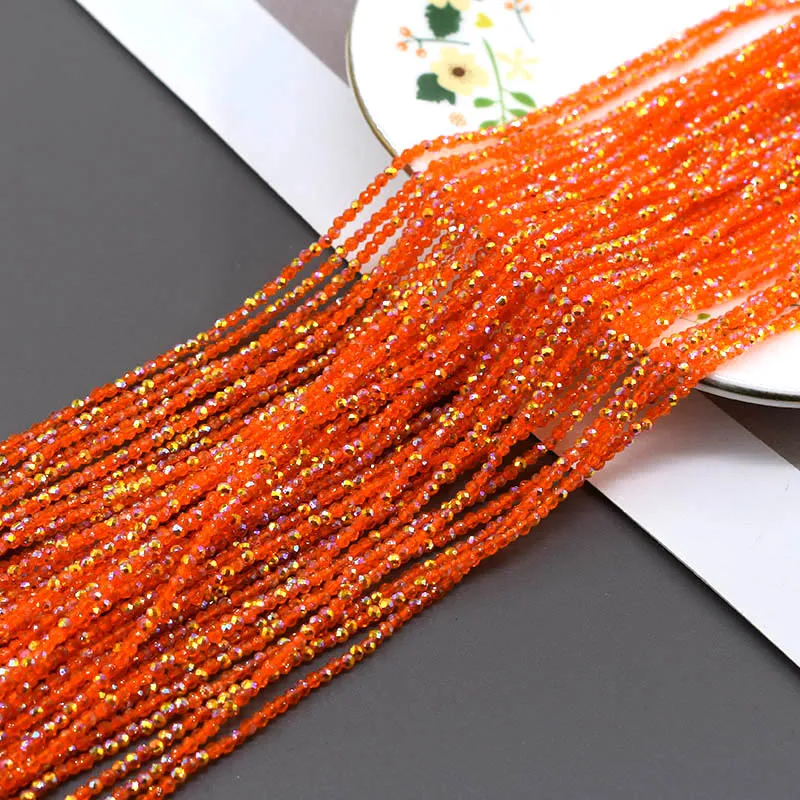2mm 195 Stück/Beutel 45 Farben Kristallglasperlen Facettierte Runde Glasperlen für Schmuckherstellung DIY Armbänder Zubehör