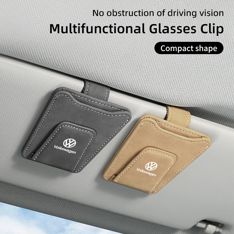 Car Sun Visor Glasses Clip Magnetic Card Eyeglasses Storage Organizer For Volkswagen VW Golf 4 6 7 GTI Tiguan Passat B5 B6 7 MK5