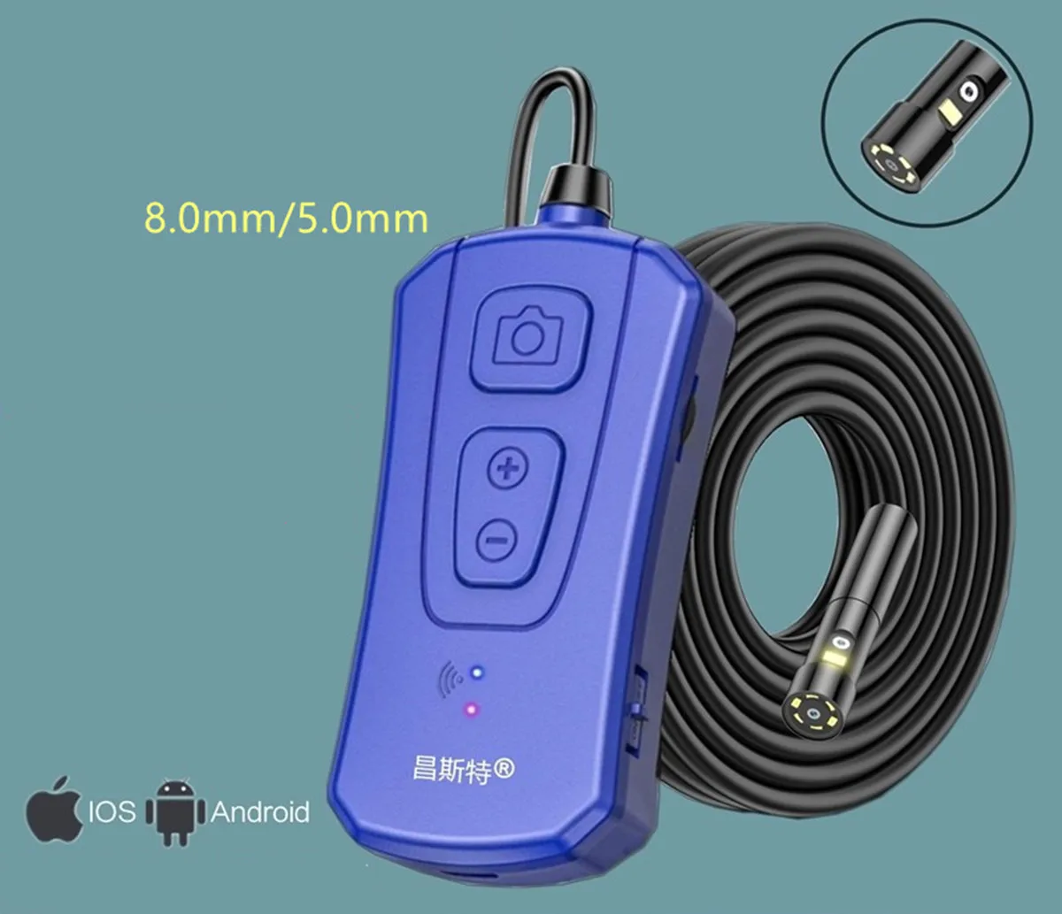 5MM Dual Lens  WIFI Endoscope Camera 3X Zoom CMOS Borescope Inspection Otoscope For Android&ISO SmartPhone Microscope