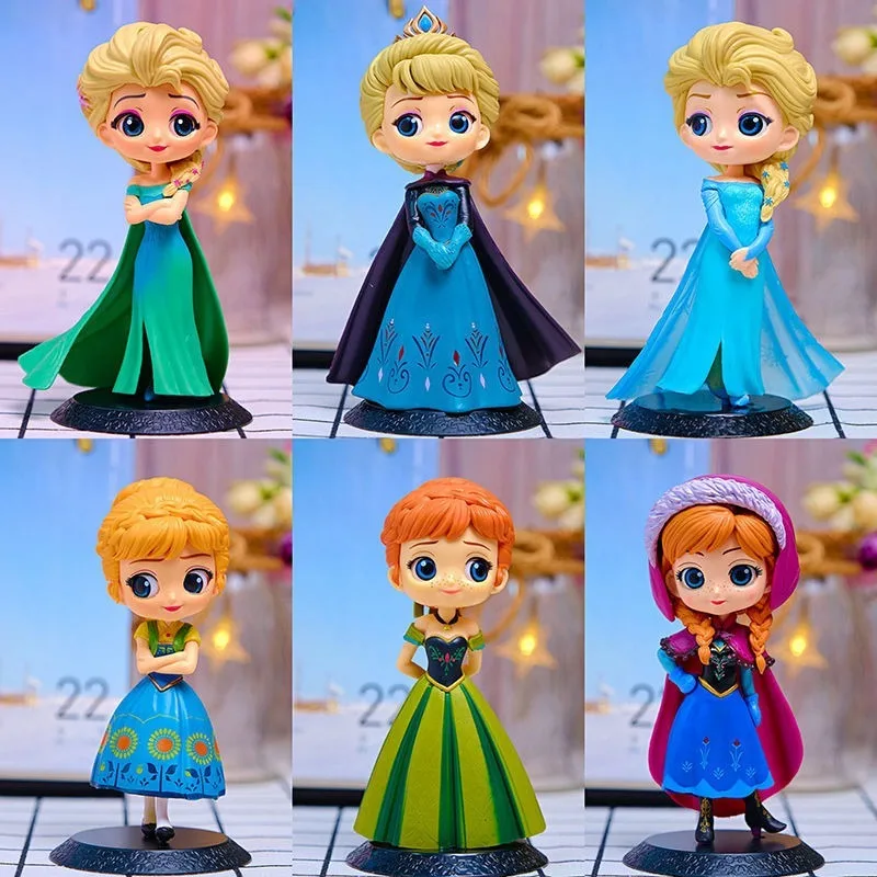 Disney Frozen Anna Elsa muñeco Blancanieves modelo pastel Topper regalo de cumpleaños figuras coleccionables princesa juguete