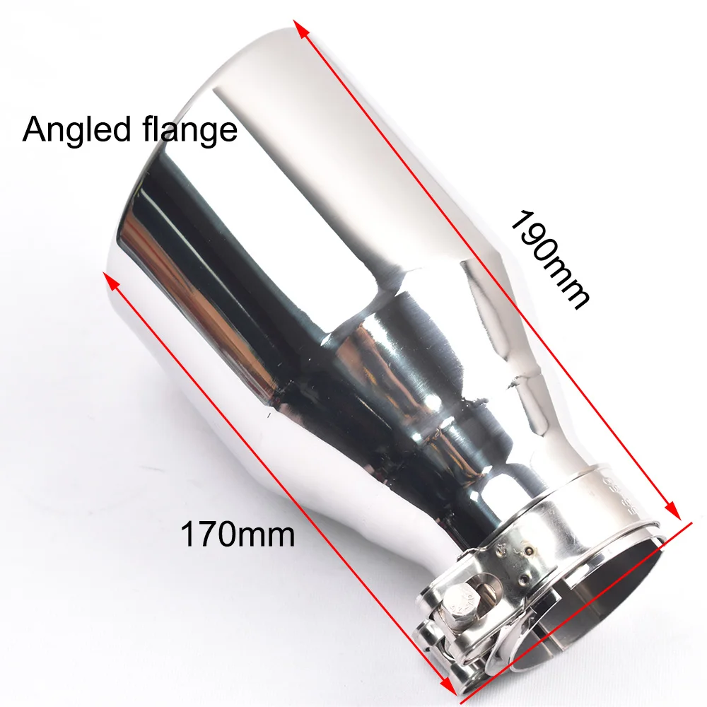 1 Pc Car Modified Flashed Outlet Edge Stainless Steel Exhaust Pipe Curly Shiny Angled Muffler Tip