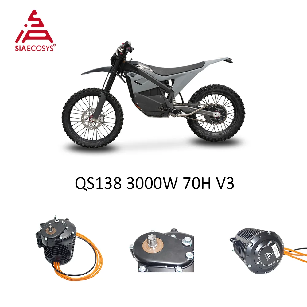 QS MOTOR QS138 3000W 70H V3 5500W Continuous 72V 100KPH Mid Drive Motor with Gearbox for Electric Motorcycle