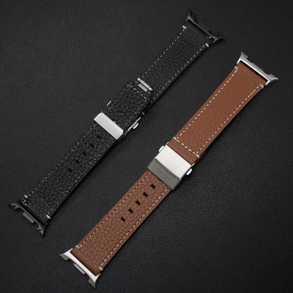 Correa de cuero para Samsung Galaxy Watch 8 7 6 5 4 FE 44mm 40mm 8 pulsera clásica de 46mm para Galaxy Ultra 47mm correa de cuero genuino