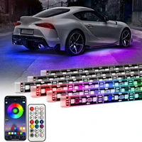 Tira de luces LED RGB Flexible para coche, luz ambiental debajo del cuerpo de 12V con Control por aplicación, lámparas de ambiente decorativas automáticas de neón
