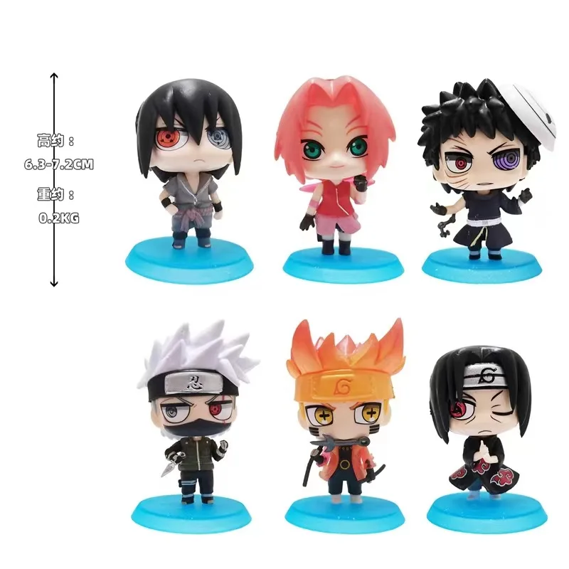 New 8cm Random 1pcs Doll Model Uzumaki Naruto Anime Figures Hatake Kakashi Haruno Sakura PVC Figurines Decoration Kids Toys Gift