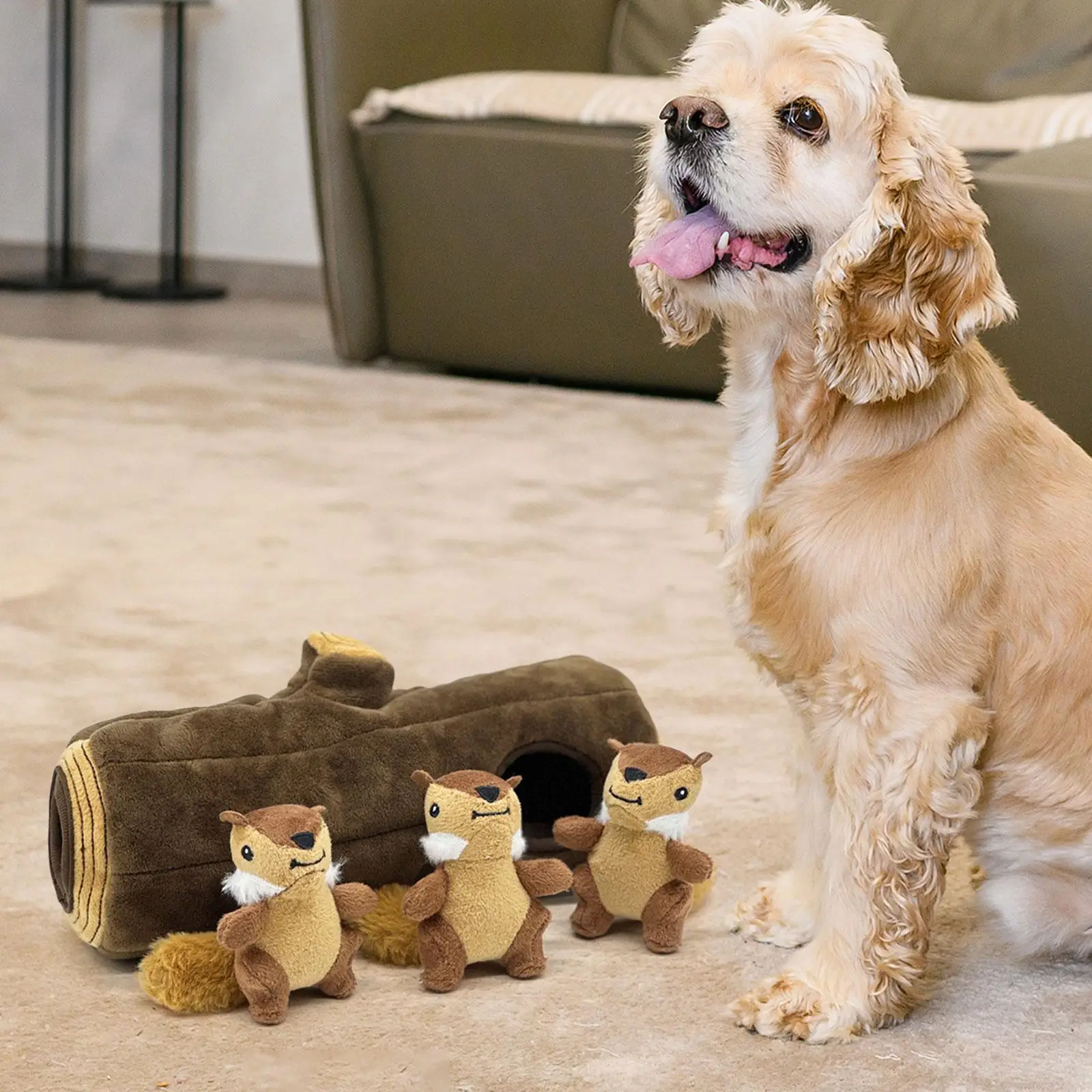 Esquilo escondido brinquedo de pelúcia para cães brinquedos de pelúcia para cães suprimentos multiuso para cães