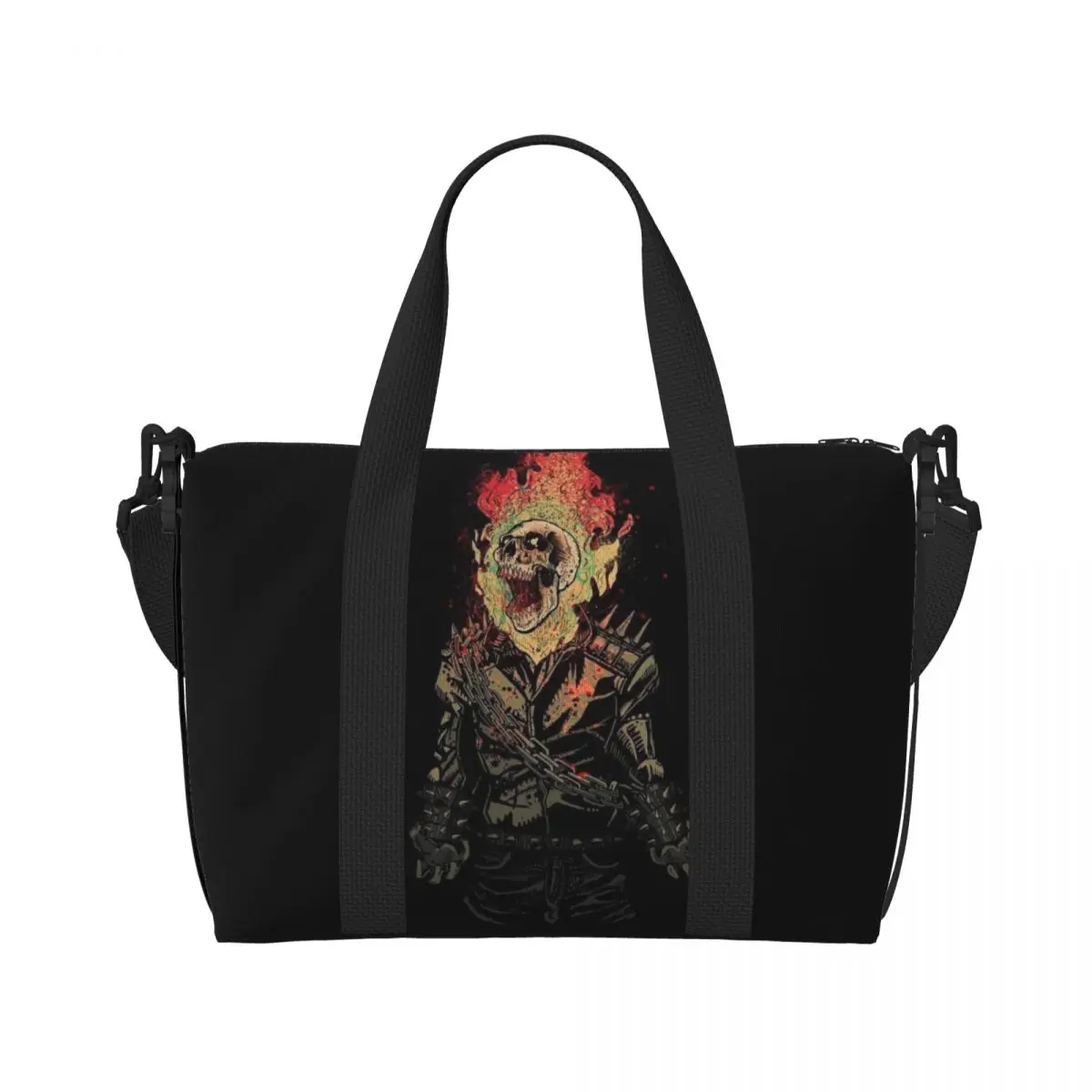 Custom The Wrath Of God Beach Tote Bag for Women Extra Large Gym Carry On Ghost Rider Travel Shopping Bags