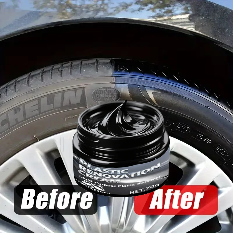 タイヤシャイン＆プラスチック修復ペースト - キズ/酸化を除去、タイヤ/トリムの輝きを復元、UV保護付き、5分で修理