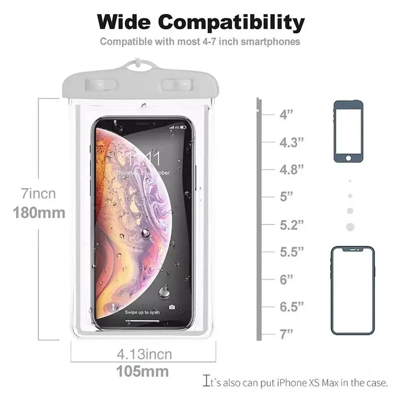 Universal Waterproof Phone Case Water Proof Phone Bag Cellphone Cover Transparent Dry Bag Swimming Pouch Big Mobile Phone Covers