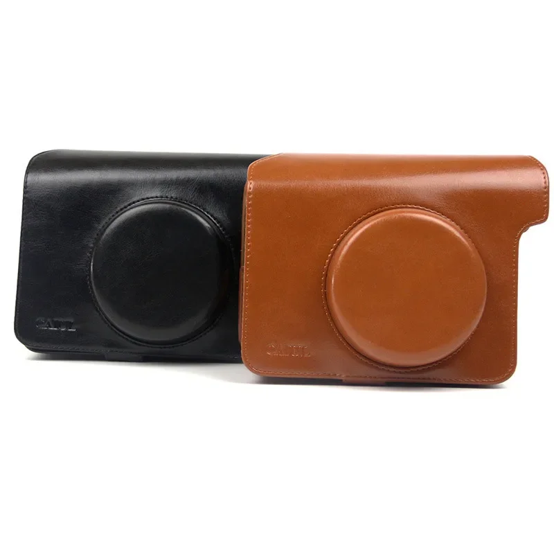 حافظة حقيبة بحزام كتف من جلد البولي يوريثان لهاتف FUJIFILM Instax غطاء كاميرا بلون سادة عتيق واسع 300