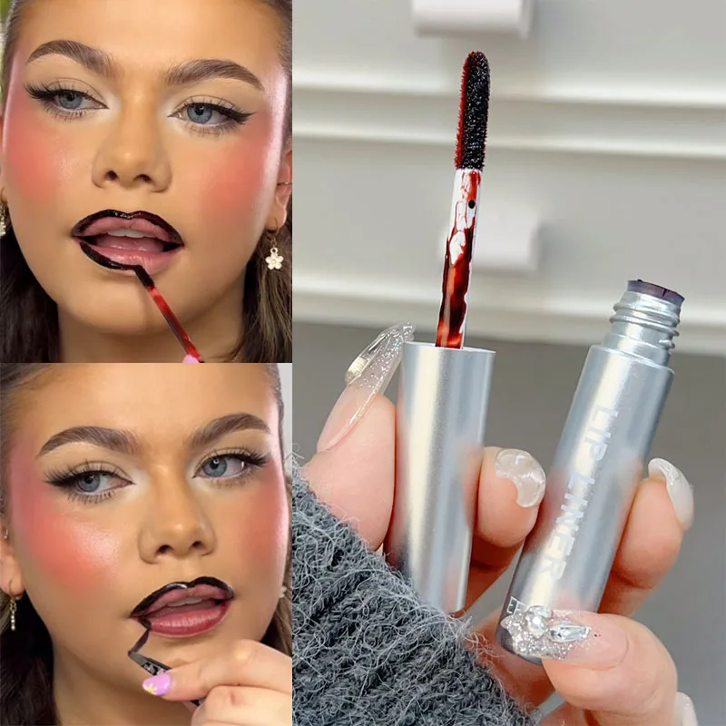 Peel Off Matte Lip Liner Lip Gloss Non-Stick Cup Velvet Liquid Lipstick Waterproof Lasting Tear-Off Sexy Red Lips Tattoo Makeup