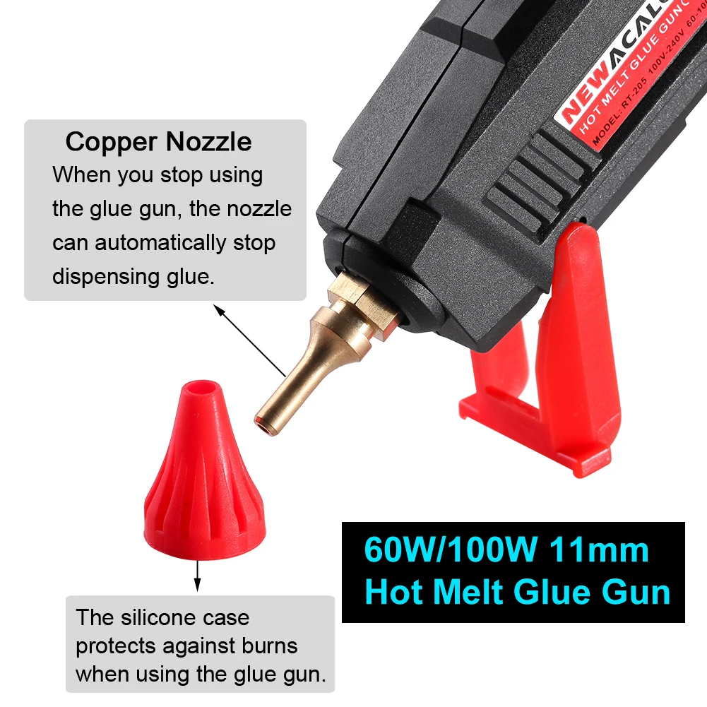 NEWACALOX 60W/100W Hot Melt Glue Gun with 11mm Glue Sticks Mini Gluegun Fast Heating for Industrial Handmade Art DIY Tool Kit