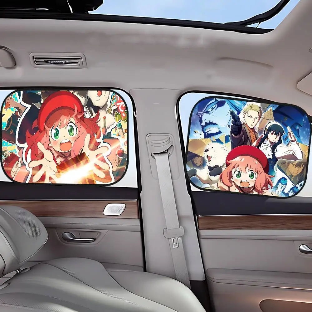 

Anime S-Spy-X FamilyS Car Sun Shade UV Protection Electrostatic Adsorption Car Window Sunshade For Kids Universal Auto Curtain