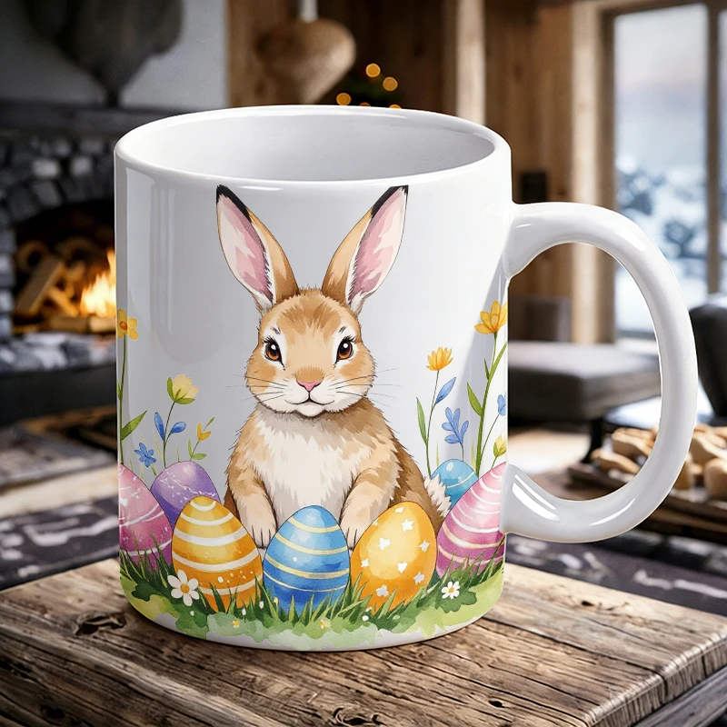 

Watercolor Easter Bunny Egg Ceramic Cup, Coffee Cup, Milk Cup, Office Tea Cup, Drinking Cup, Fade-Resistant, Gift for Friends