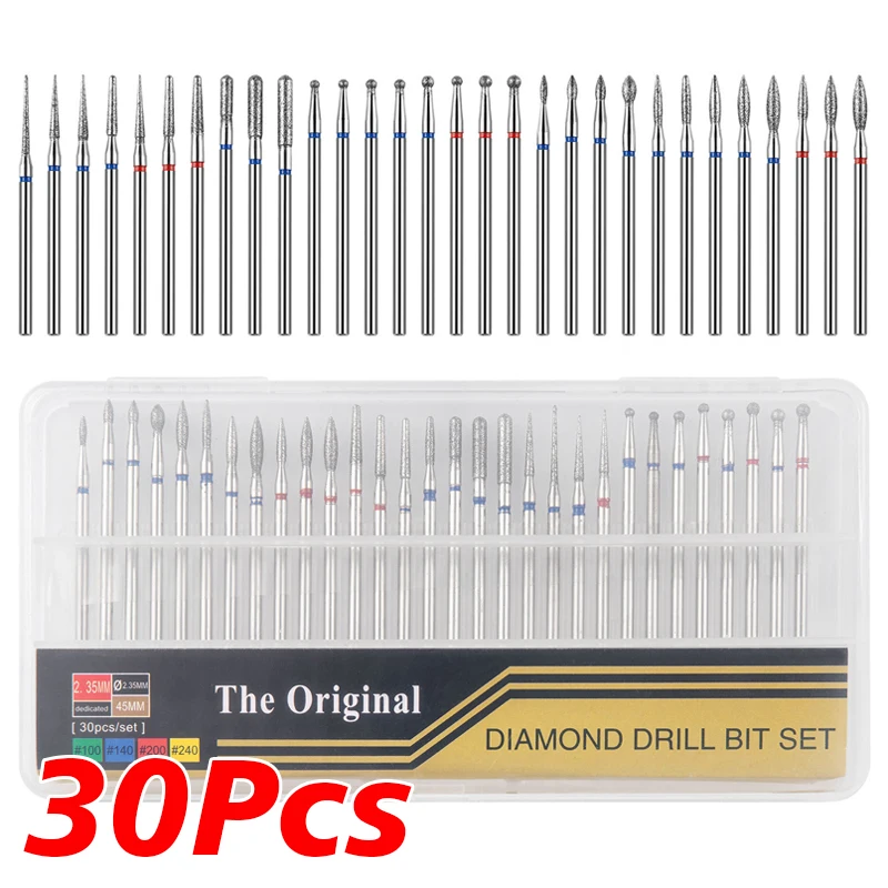 30/7 قطعة أظافر ماسية مثقاب الخشب الروتاري قواطع الطحن الكهربائية لباديكير مانيكير الملفات إهاب لدغ مسمار أدوات اكسسوارات