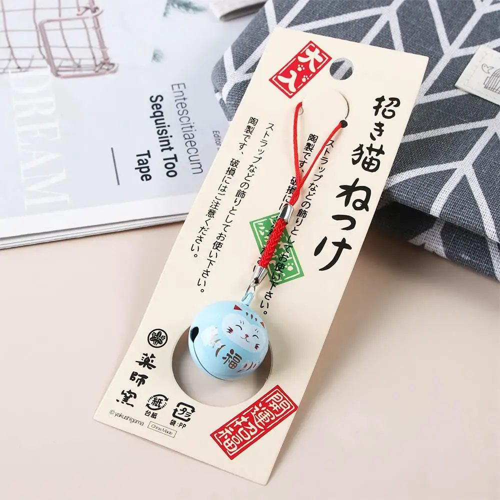 Fortune Wealth Cute Bag Pendants DIY Trinkets Maneki Neko Red Lucky Cat Keychains Keyring Japan Daruma Bells Pendant