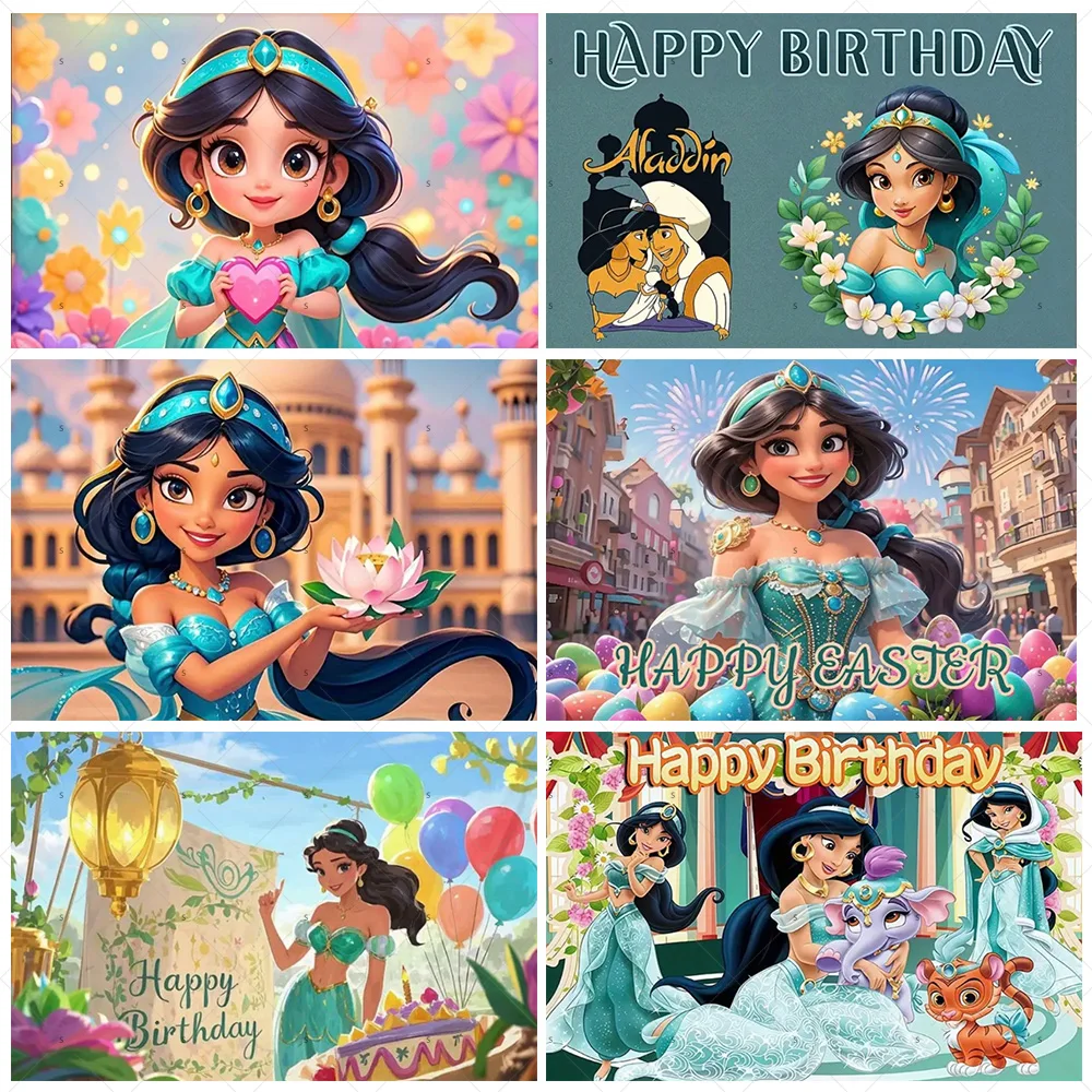 ديزني الياسمين الأميرة التصوير خلفية لوازم الكرتون علاء الدين خلفية راية عيد الفصح حفلة عيد ميلاد الديكور الدعائم