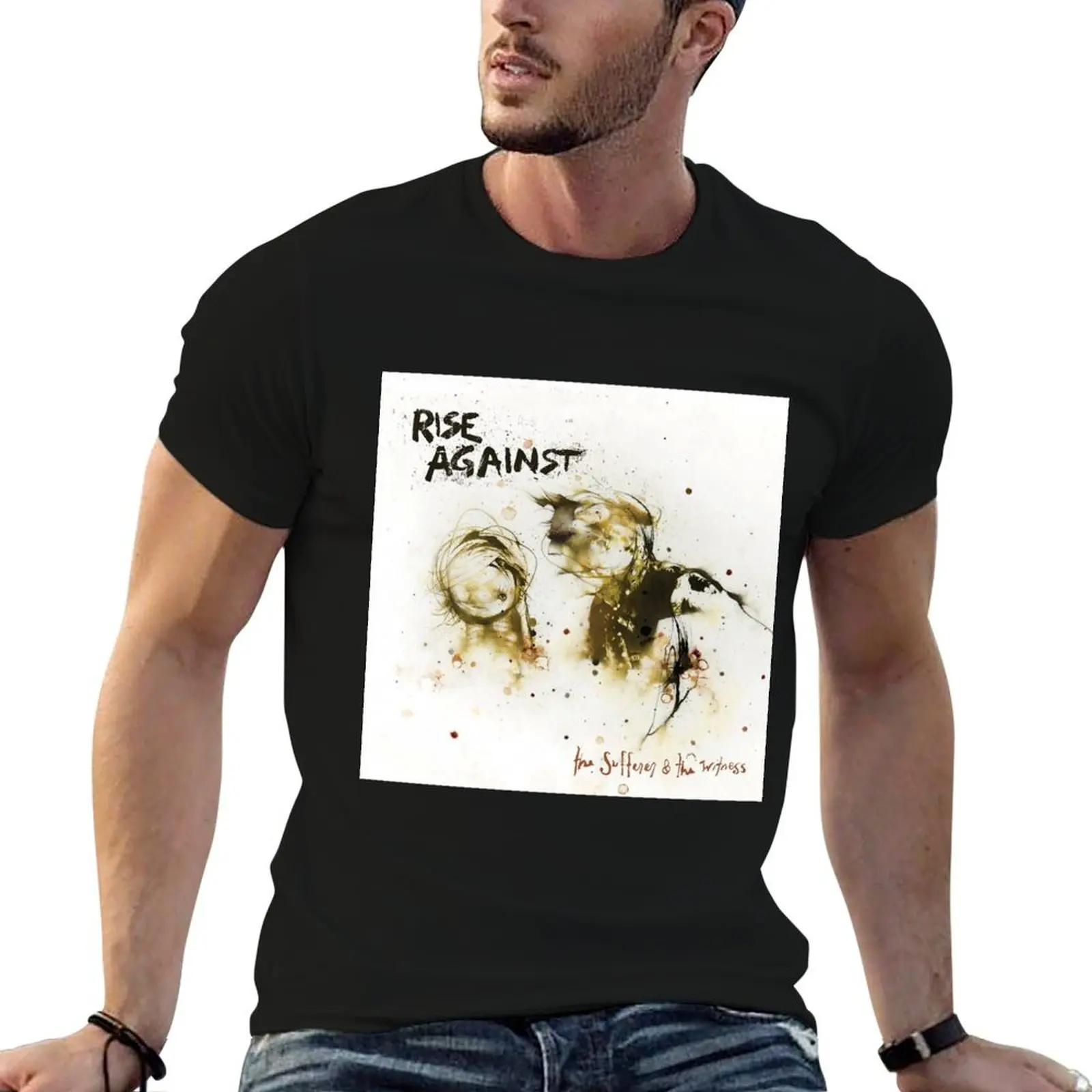 T-shirt festif simple « Rise Against the Sufferer the Witness »