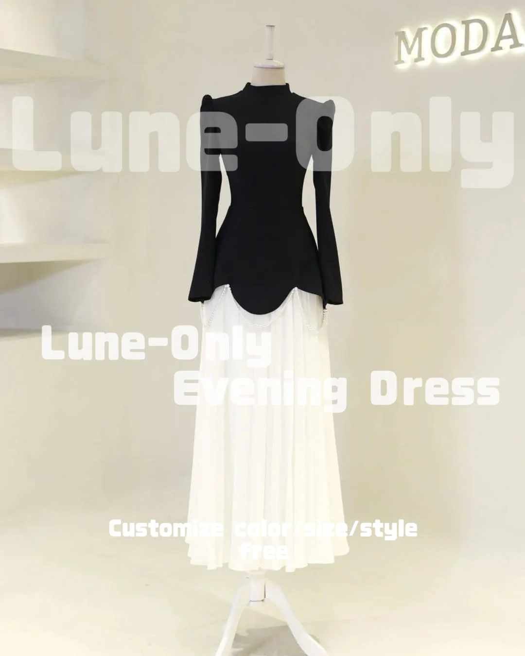 カスタマイズされたビーズ装飾が施されたヴィンテージ風イブニングドレス、長袖、ラウンドネック、エレガントなパーティードレス、プロム、フォーマルドレス