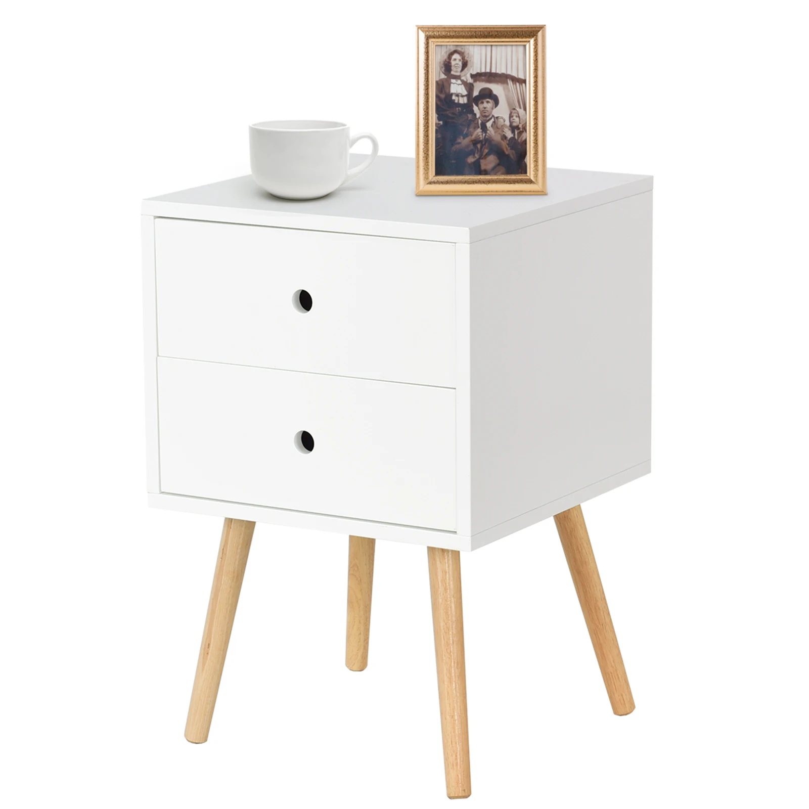 Bedside table with drawers, Wood Side Table Table, white bedside cabinet, night console, sofa table, night chest of drawers for bedroom