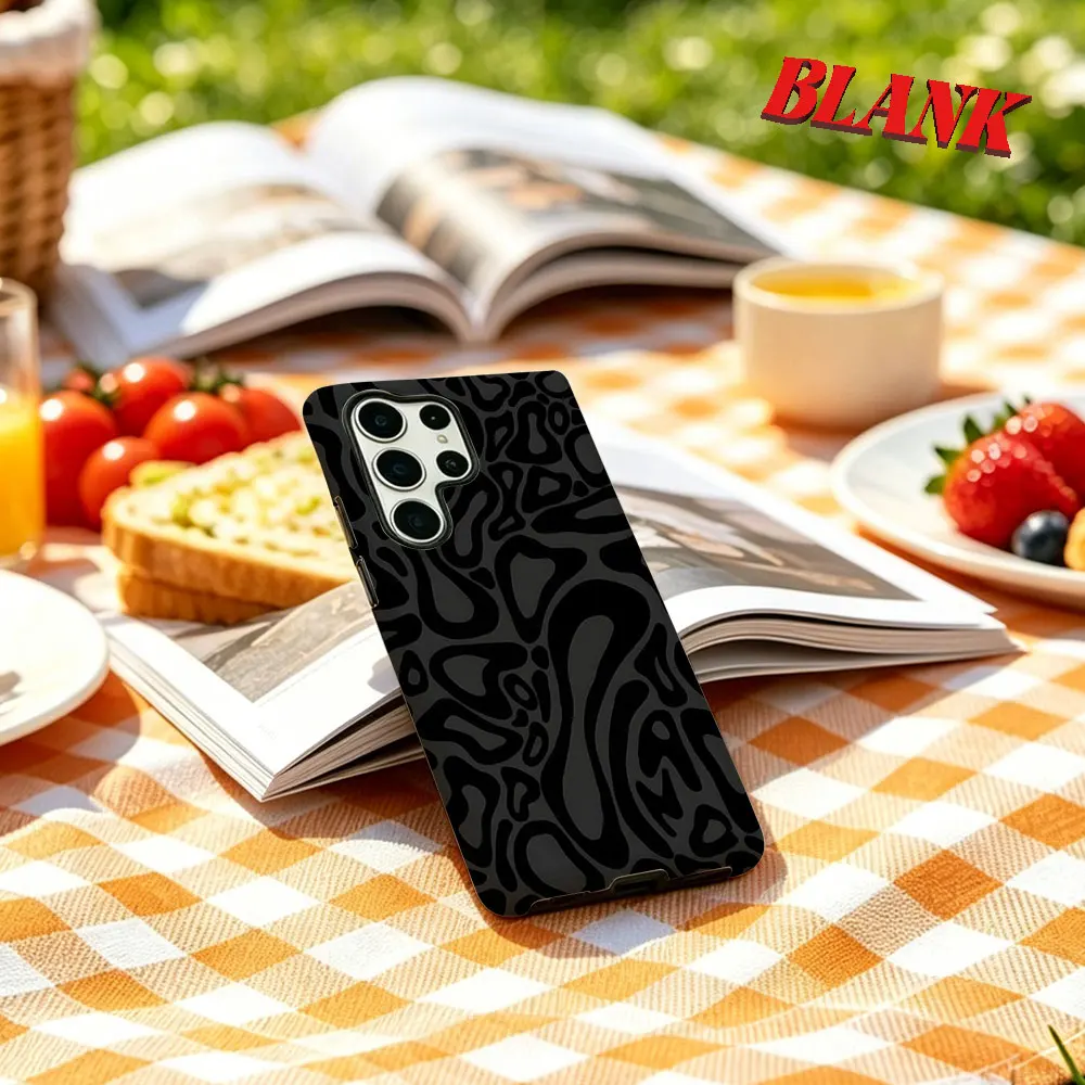 Black Abstract Camo For Samsung Galaxy Phone Case S23 A57 S20 S25 FE S26 Plus S24 Ultra A56 A37 2-IN-1 Shockproof Bumper