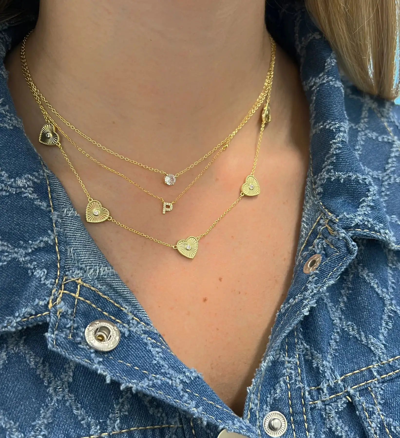 2026 New Quality Fashion Geometric Women Jewelry Gold Color Fluted Heart Charm Bracelet Necklace Set