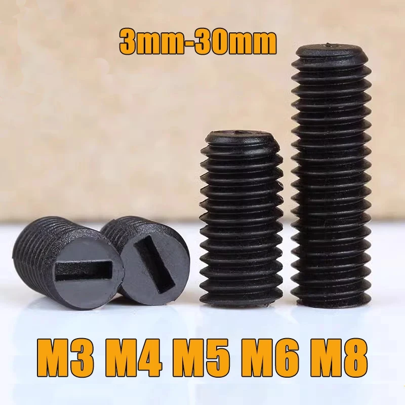 

M3 M4 M5 M6 M8 Black Nylon Headless Slotted Set Screw Insulated Flat Point Grub Bolt Plastic Fixing Fastener 20 50 100pcs