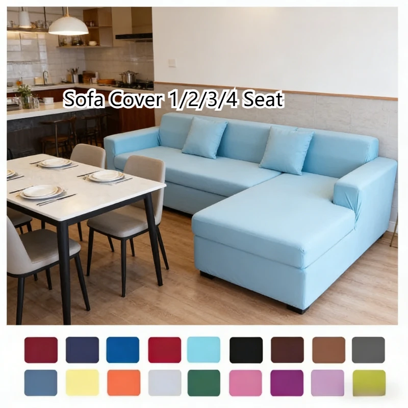 20Color Adjustable Elastic Sofa Cover 1/2/3/4 Seat Stretch Silk Fabric Couch Covers for Living Room Sectional Corner Slipcovers