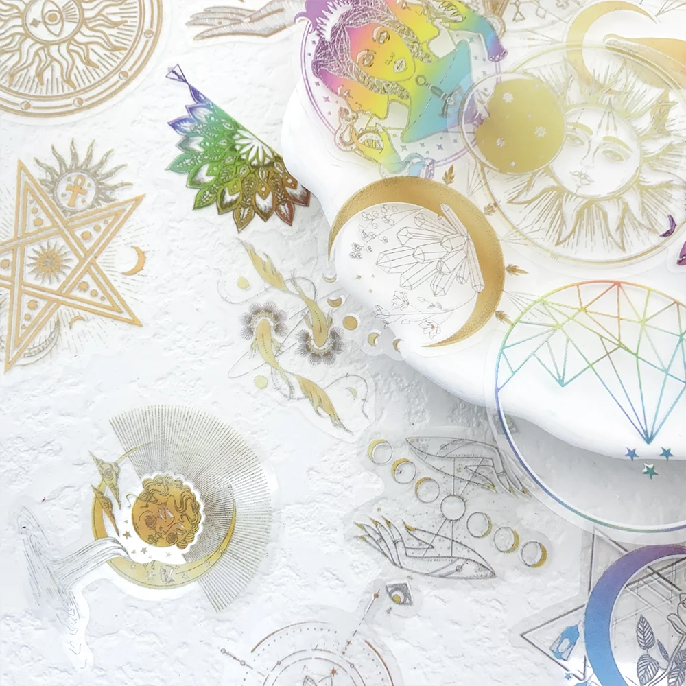 Autocollants transparents en PET pour enveloppe Vintage, 50 pièces, autocollants pour téléphone, ordinateur portable, carnet de notes, réfrigérateur, autocollants esthétiques imperméables, DIY