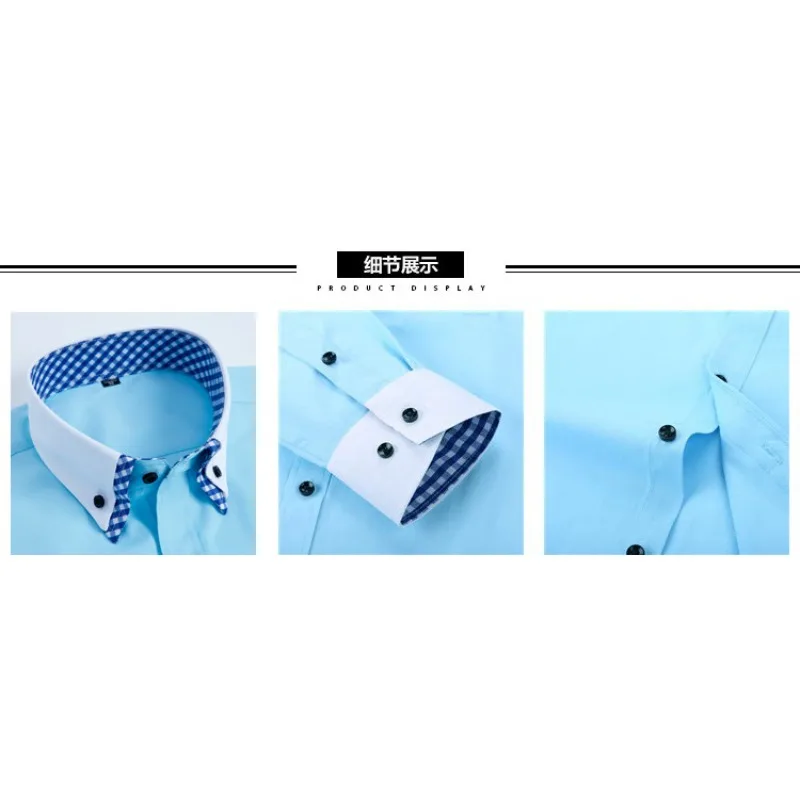 قميص رجالي جديد بأكمام طويلة يتميز بتصميم أنيق ذو ياقة مربعة مع قماش بلون موحد، مما يزيد من هالة أنيقة. #6