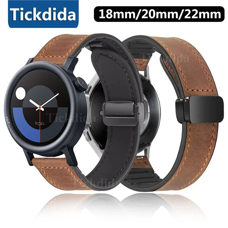 

Leather Silicone Strap for CMF Watch Pro 2 Band Wristband Bracelet for Huawei Watch GT4 GT3 Galaxy Watch 7 6 5 20mm 22mm Strap