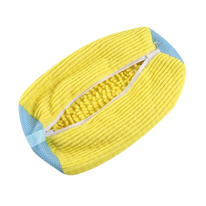 Fluffy Fiber 360 ° Surround Cleaning Shoe Washing Bag - Reusable Durable Machine-Washable Laundry Bag with Zipper Closure(1Pc)